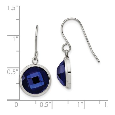 Stainless Steel Blue Glass Dangle Earrings – view 5