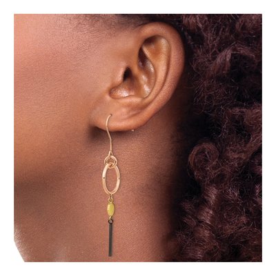 Chisel Steel Black, Rose & Yellow IP Dangle Earrings – view 4