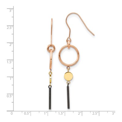 Chisel Steel Black, Rose & Yellow IP Dangle Earrings – view 5