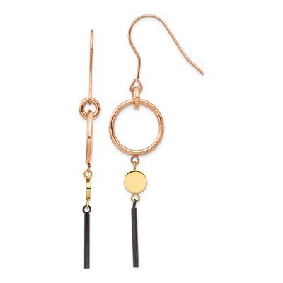 Stainless Steel Black Dangle Earrings