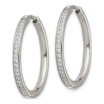 Stainless Steel 25mm CZ Huggie Hoop Earrings – view 3
