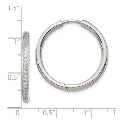 Stainless Steel 25mm CZ Huggie Hoop Earrings – view 5