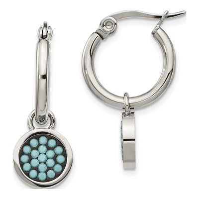 Stainless Steel 25mm Crystal Hoop Earrings