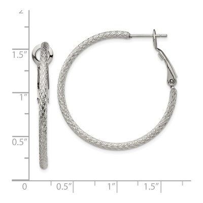 Stainless Steel 34mm Textured Hoop Earrings – view 5
