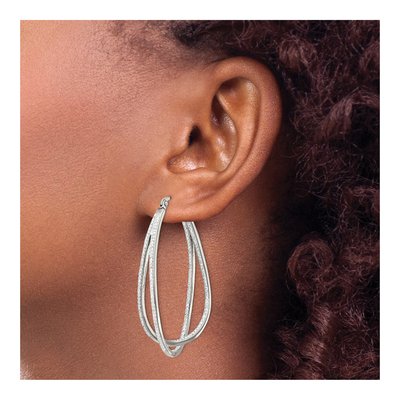 Stainless Steel 50mm Crystal Twisted Hoop Earrings – view 4