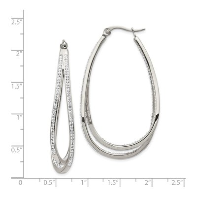 Stainless Steel 50mm Crystal Twisted Hoop Earrings – view 5