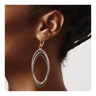 Stainless Steel Gun IP Leverback Earrings – view 4