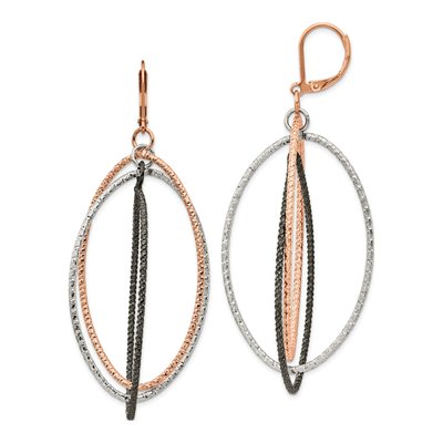 Stainless Steel Gun IP Leverback Earrings