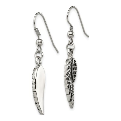 Stainless Steel Crystal Wing Dangle Earrings – view 3