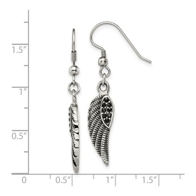 Stainless Steel Crystal Wing Dangle Earrings – view 5