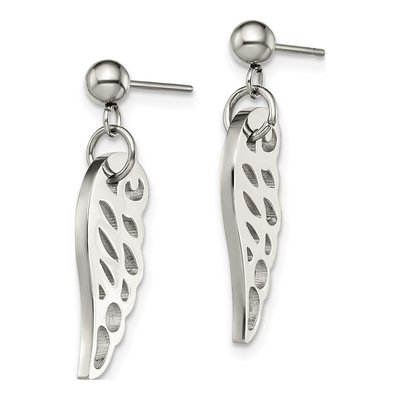 Stainless Steel Wing Dangle Earrings – view 3