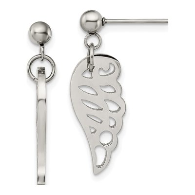 Stainless Steel Wing Dangle Earrings