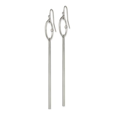 Stainless Steel Crystal Circle Dangle Earrings – view 3