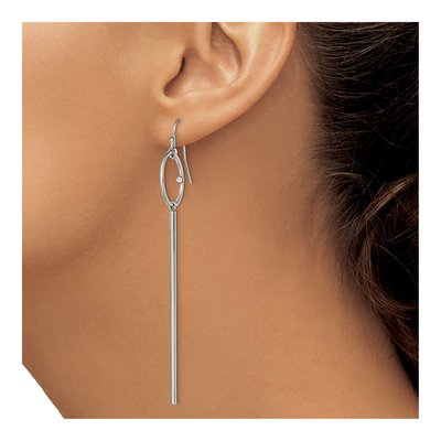 Stainless Steel Crystal Circle Dangle Earrings – view 4
