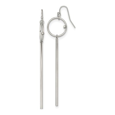 Stainless Steel Crystal Circle Dangle Earrings