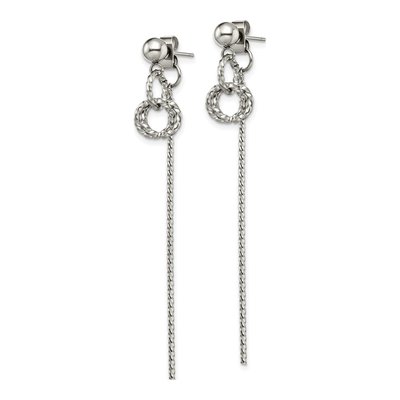 Stainless Steel Twisted Bar Dangle Earrings – view 3