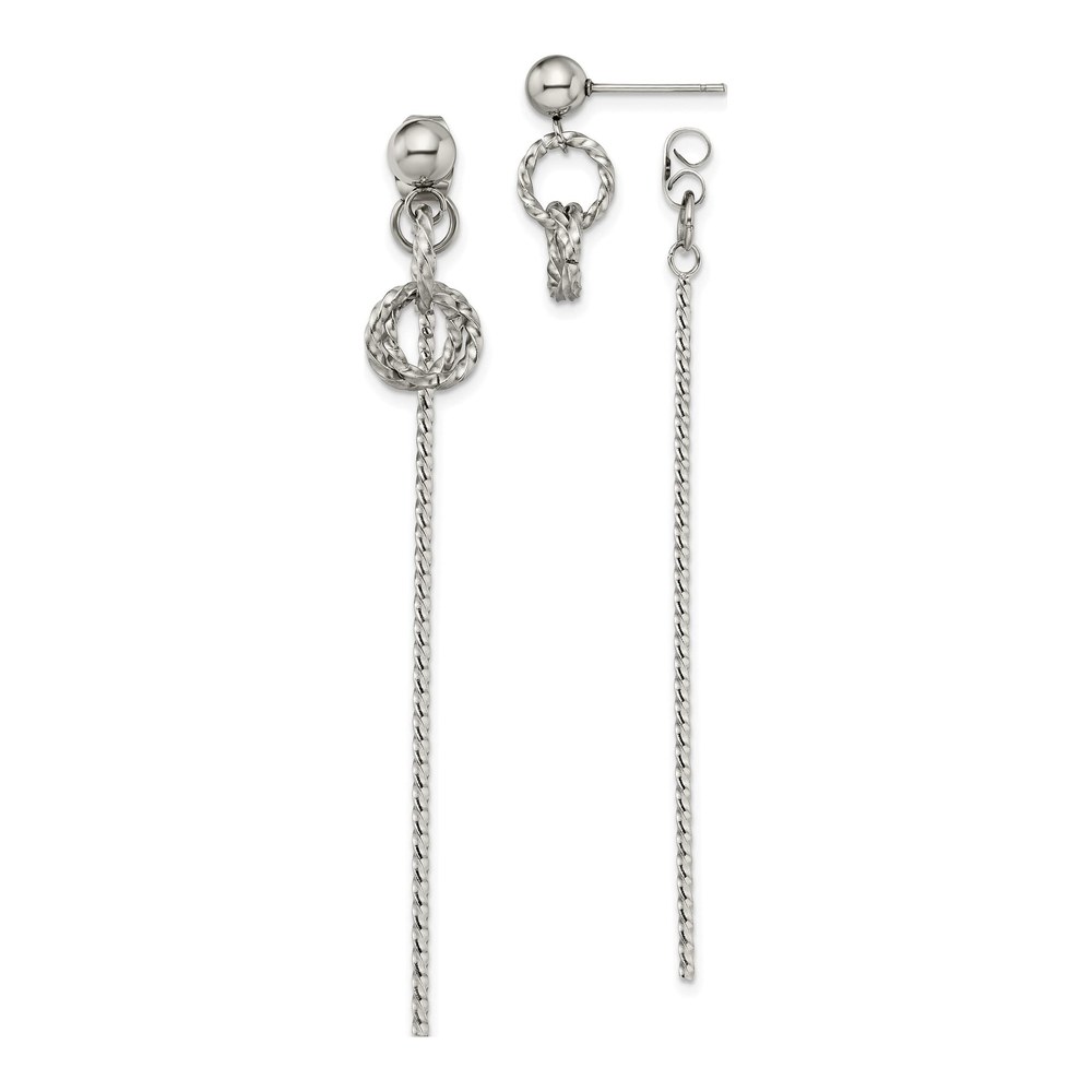 Stainless Steel Twisted Bar Dangle Earrings