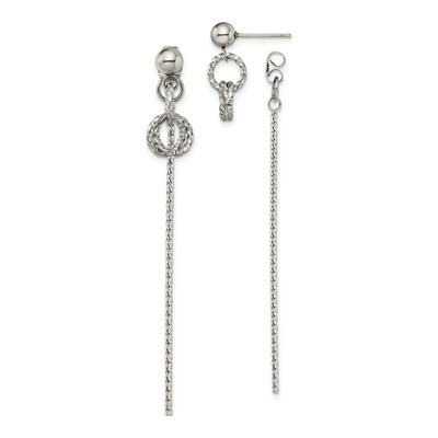 Stainless Steel Twisted Bar Dangle Earrings