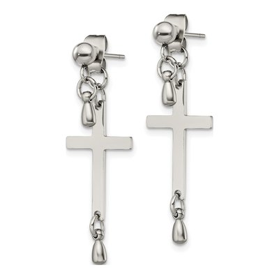 Stainless Steel Cross Dangle Earrings – view 3