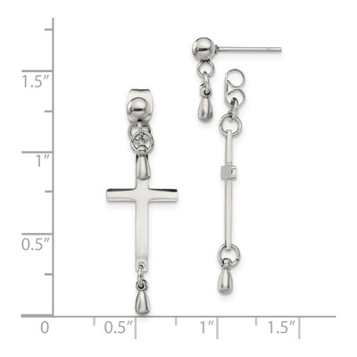 Stainless Steel Cross Dangle Earrings – view 5