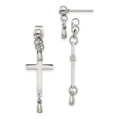 Stainless Steel Cross Dangle Earrings