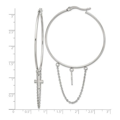 Stainless Steel 51mm Cross Hoop Earrings – view 5