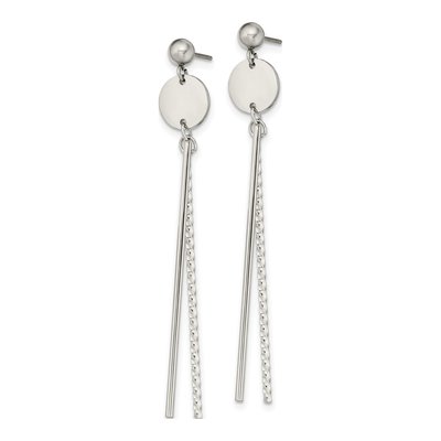 Stainless Steel Disc Bar Dangle Earrings – view 3