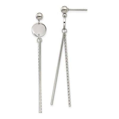 Stainless Steel Disc Bar Dangle Earrings
