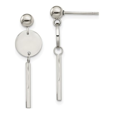 Stainless Steel Disc Dangle Earrings