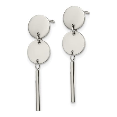 Stainless Steel Disc Dangle Earrings – view 3