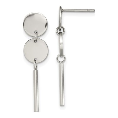Stainless Steel Disc Dangle Earrings