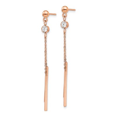 Stainless Steel Crystal IP Bar Dangle Earrings – view 3