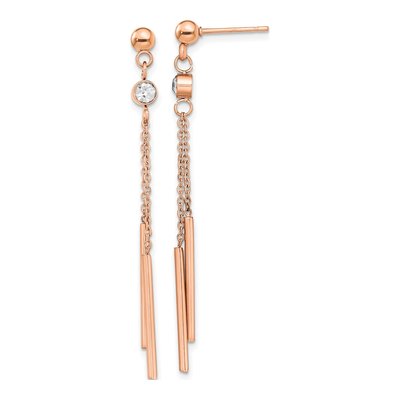 Stainless Steel Crystal IP Bar Dangle Earrings