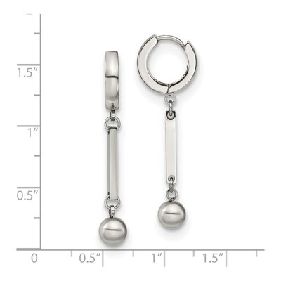 Stainless Steel 38mm Bar Ball Huggie Hoop Earrings – view 5