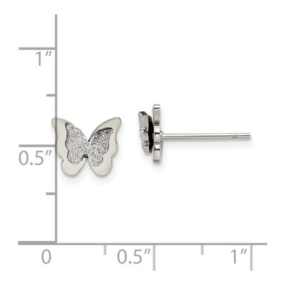 Stainless Steel Glitter Butterfly Stud Earrings – view 5