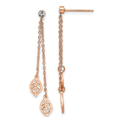Stainless Steel CZ Dangle Earrings