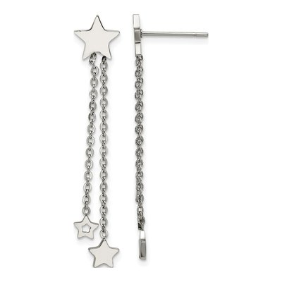 Stainless Steel Star Dangle Earrings