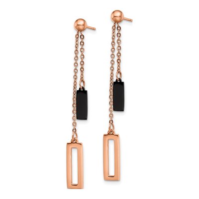 Stainless Steel Black IP Dangle Earrings – view 3