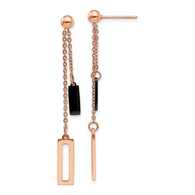 Stainless Steel Black IP Dangle Earrings