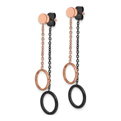 Stainless Steel Black IP Dangle Earrings – view 3
