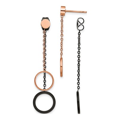 Stainless Steel Black IP Dangle Earrings