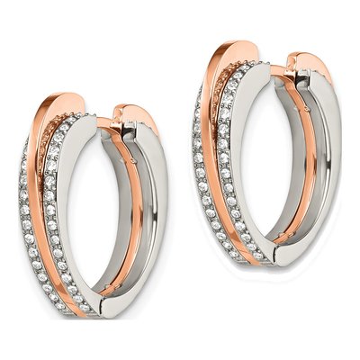 Stainless Steel 20mm Crystal IP Huggie Hoop Earrings – view 3