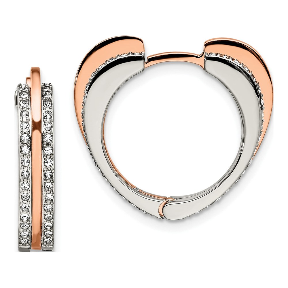 Stainless Steel 20mm Crystal IP Huggie Hoop Earrings