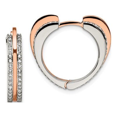 Stainless Steel 20mm Crystal IP Huggie Hoop Earrings
