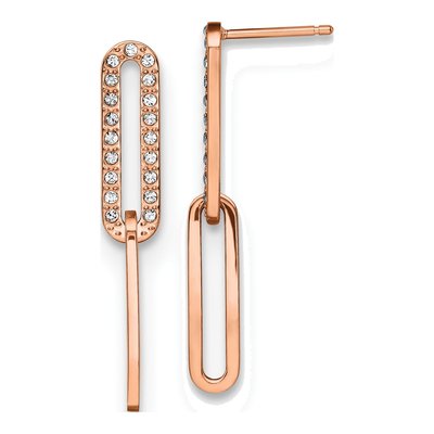 Stainless Steel Crystal Dangle Earrings