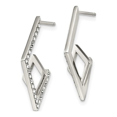 Stainless Steel Crystal Geometric Dangle Earrings – view 3