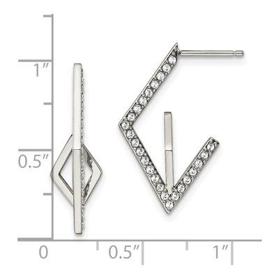 Stainless Steel Crystal Geometric Dangle Earrings – view 5