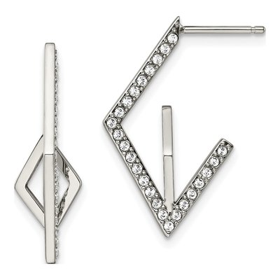Stainless Steel Crystal Geometric Dangle Earrings