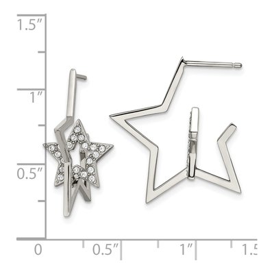 Stainless Steel 25mm Crystal Star Hoop Earrings – view 5