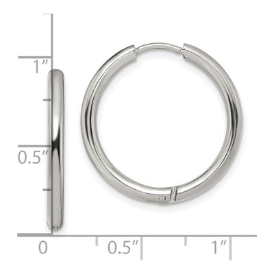 Stainless Steel 25mm Huggie Hoop Earrings – view 5